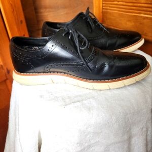 Black Wingtip Oxford Derby Shoes - Casual Leather Lace-Up